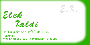 elek kaldi business card